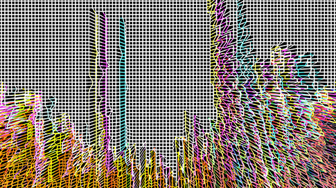 Rally Network logo, distorted skyline